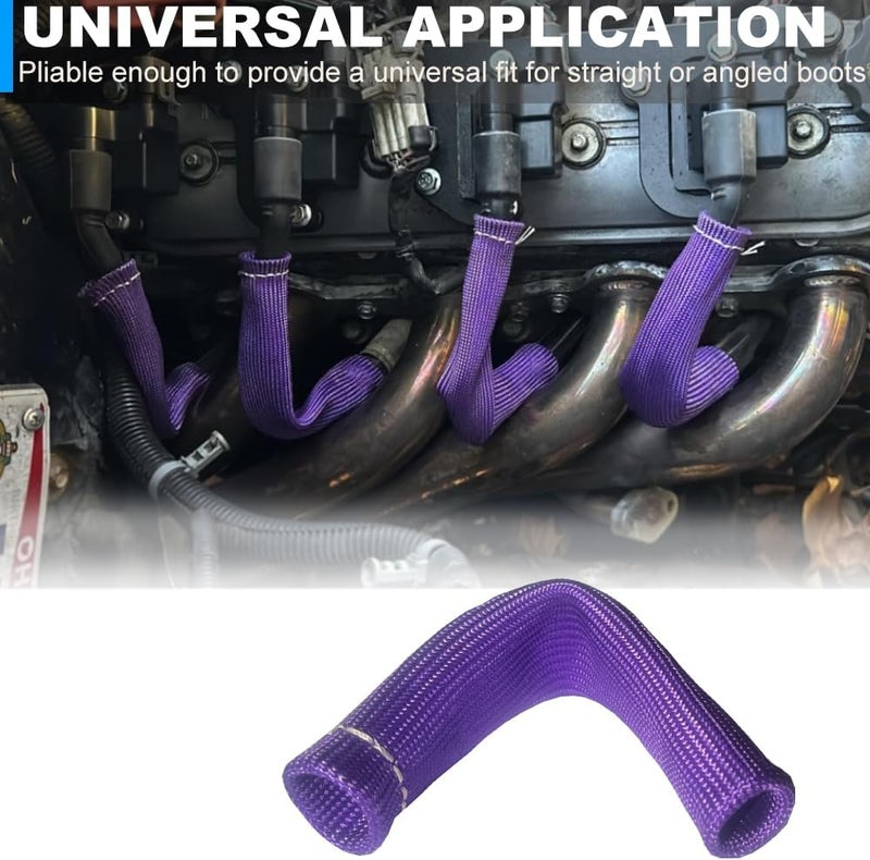 MAUTEMOWING 8 PCS Spark Plug Heat Shield Sleeve 2500° Spark Plug Wire Heat Shield 6 Inches Spark Plug Wire Boots Protection Insulator Cover Wrap for LS1 / LS2 Sbc BBC 350 454 Car Truck, Purple - Image 5